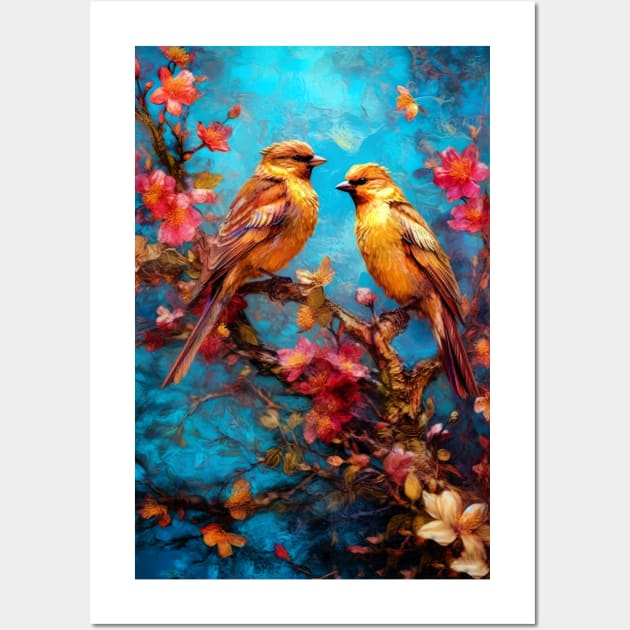 two birds watercolor art Wall Art by JBJart